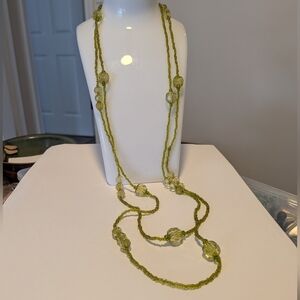 Long Green Beaded Necklace